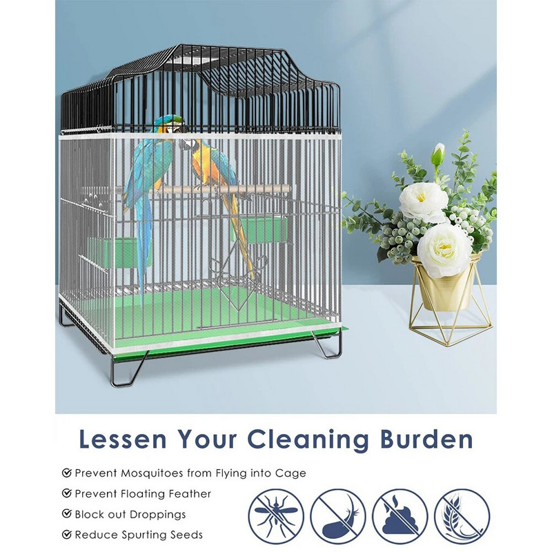 Papūgos paukščių narvelio dangtelis Reguliuojamas universalus kvėpuojantis tamprus tinklinis sijonas, atsparus dulkėms tinklinis dangtelis narvelio apsauga