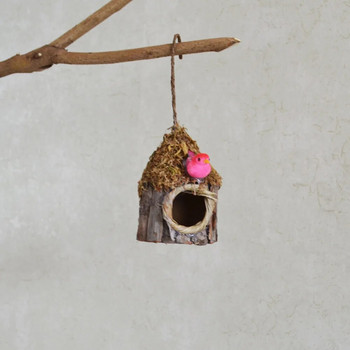 Симулация Дърво Птиче гнездо Развъждане Закачете Ръчно изтъкано Външен двор Къща за птици Ръчно изплетено Дървено Птиче гнездо Градинарска декорация