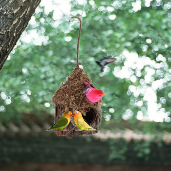 Simulation Tree Bird Nest Breeding Hang Handwoven Outdoor Yard Bird House Hand-woven Wooden Bird\'s Nest Διακόσμηση κηπουρικής