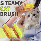 Cat Steamy Brush Šunų šepetys 3 viename elektrinis purškiamas kačių plaukų šepetėlis masažui Minkštas silikoninis naminių gyvūnėlių priežiūros šukos Kačių priedai