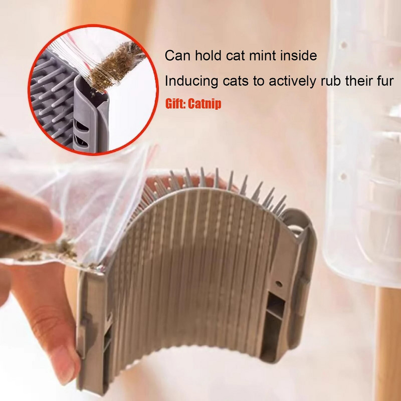 Kačių šepečio šukos Kačių žaislas su Catnip Pet sieninio šepečio kampu Kačių masažas Self Groomer Šukų šepetys Kačiuko trynimai su kutenančiomis šukomis