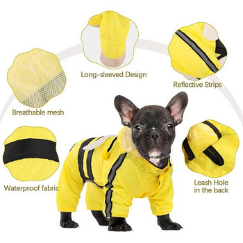 Χαριτωμένο αδιάβροχο κουταβιού τετράποδο αδιάβροχο all-inclusive με αντανακλαστικό καπέλο αδιάβροχο μπουφάν για σκύλους για γάτες Ρούχα πόντσο για κατοικίδια
