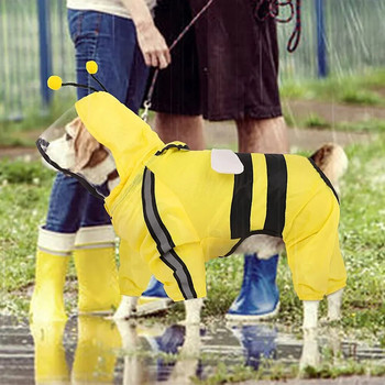 Χαριτωμένο αδιάβροχο κουταβιού τετράποδο αδιάβροχο all-inclusive με αντανακλαστικό καπέλο αδιάβροχο μπουφάν για σκύλους για γάτες Ρούχα πόντσο για κατοικίδια