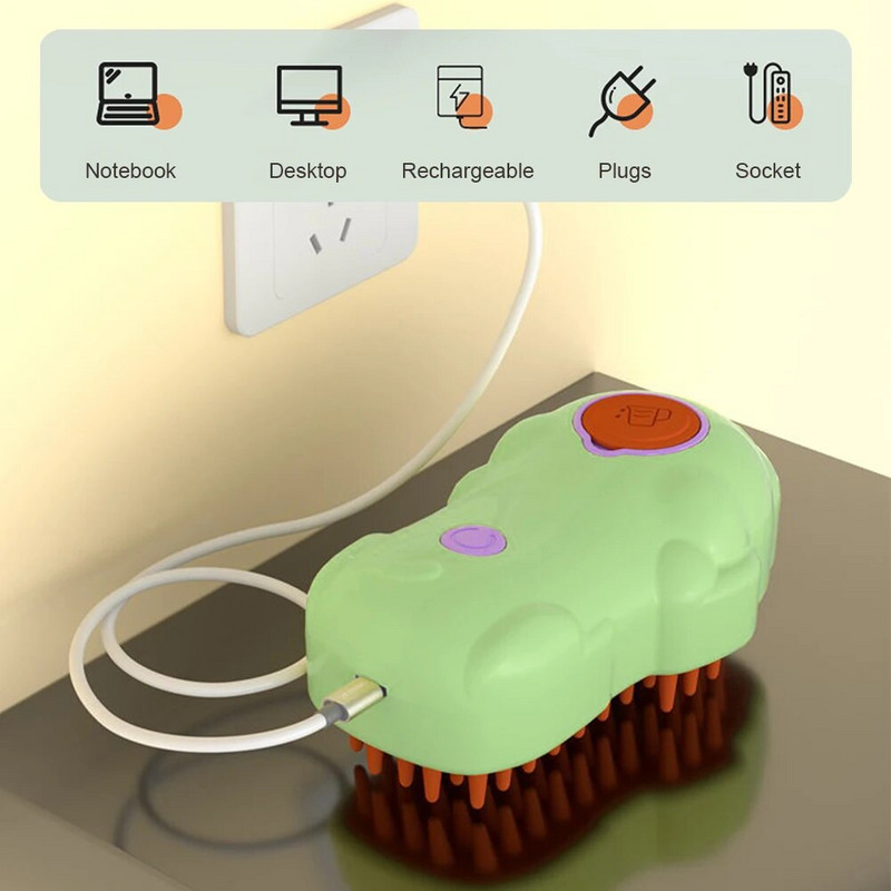 3-ühes aurutav hooldushari Multifunktsionaalne kassiuduhari Laetav kassipuhastuskamm pika-/lühikarvalistele kassidele