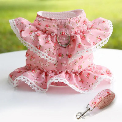 Ham pentru colector pentru animale de companie, câine mic, mijlociu, chihuahua, pomeranian, accesorii, guler stil ins, cu curea, lesă florală pentru cățeluș, ham pentru animale de companie