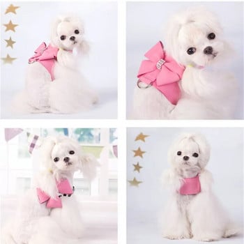 Bling Rhinestone Pet Puppy Dog сбруя и каишка за малка кучешка котка чихуахуа йоркширско розово ходене на открито каишка продукти