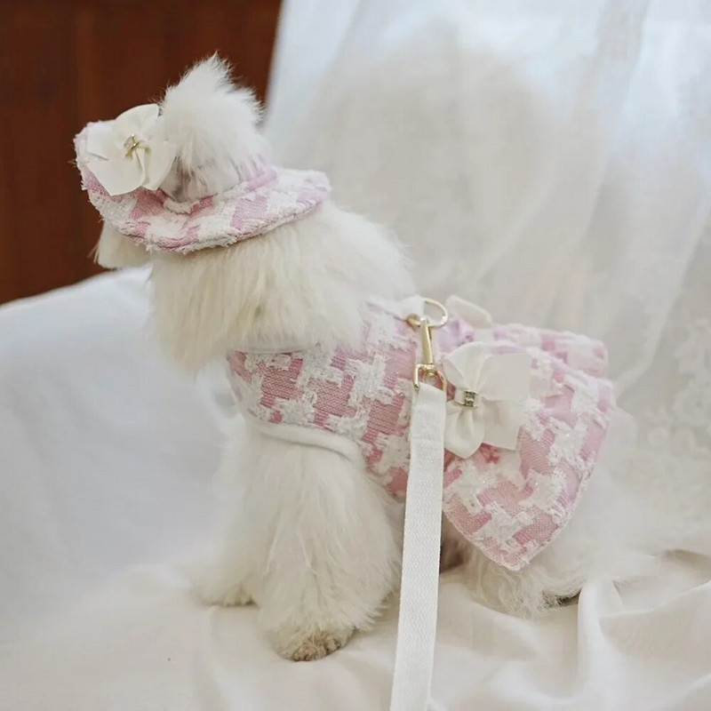 Karirani remen za prsa za kućne ljubimce, pas, slatka oprema za šešire, bez rukava za kućne ljubimce, remen za vuču, remen za vuču, povodac za pse, pseća ogrlica, dodaci za mačke