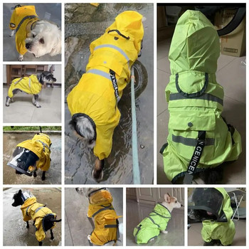 S-3XL Αδιάβροχο για σκύλους κατοικίδιων ζώων Διαφανές φόρμα για σκύλους με κουκούλα Αδιάβροχο παλτό Αδιάβροχο Ρούχα για σκύλους Γάτες Μπουφάν Προμήθειες για κατοικίδια