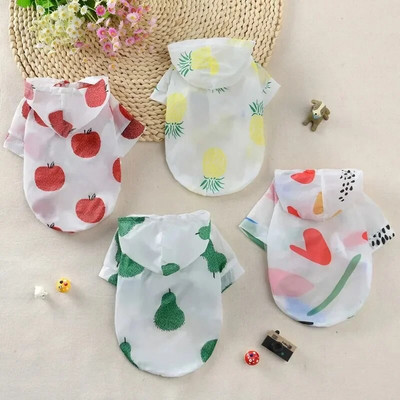 Pet Dog Hoodies Sun-proof Sun Protect Clothes for Small Dogs Fruit Printing Print Poncho Dog Raincoat Clothes for Pet Dog Cat