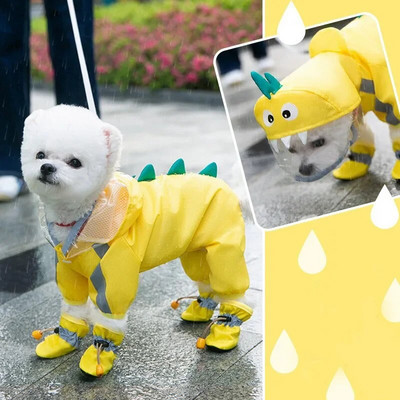 Jumpsuits Raincoats Dinosaur Pet Clothing Dogs Waterproof for Dog Clothes Costume French Bulldog Spring Yollow Boy Collar Perro