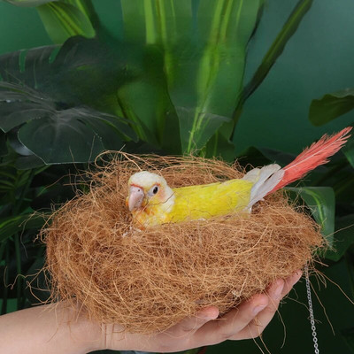1 пакет Къщичка за птици от кокосови влакна Естествен материал за гнездене за птици Гълъби Канарчета Чинки вълнисти папагали Декорация на клетка за птици
