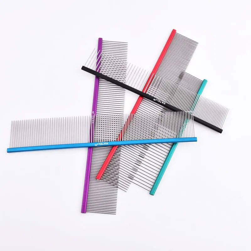 Naminių gyvūnėlių plaukų šukos 16/19/22 cm Profesionalios šunų priežiūros nerūdijančio plieno šukos pašalina kačių ir šunų plaukus Grožio masažo šukos