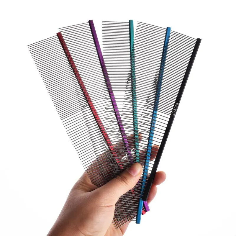 Naminių gyvūnėlių plaukų šukos 16/19/22 cm Profesionalios šunų priežiūros nerūdijančio plieno šukos pašalina kačių ir šunų plaukus Grožio masažo šukos