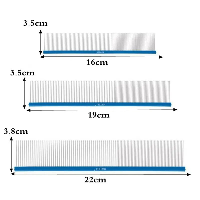 Naminių gyvūnėlių plaukų šukos 16/19/22 cm Profesionalios šunų priežiūros nerūdijančio plieno šukos pašalina kačių ir šunų plaukus Grožio masažo šukos