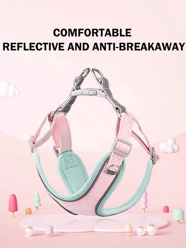 Furrybaby Hot Selling Velúr mellény típus Fényvisszaverő kisállatláda hevederek Kutya póráz kicsi és közepes kutyák Kötél macska mellkaspánt