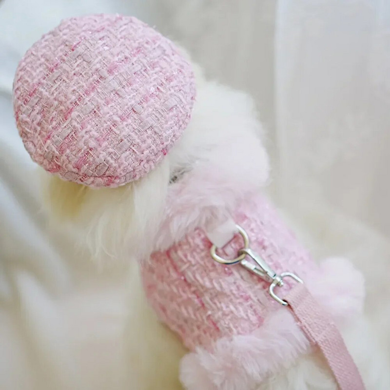 Gyapjú kutya mellkasi pánt vontatási kötél kisállat plüss mellkasi szíj kellékek kisállat mellény stílus mellkasszíj köpeny kutya hám kutyalánc