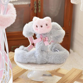 Kailio kačiuko žiemos pakinktų liemenė mažiems šunims šilta rožinė pilka šnaucerio pomeranijos augintinio antkaklio vaikščiojimo pavadėlio rinkinys S XL Priedai