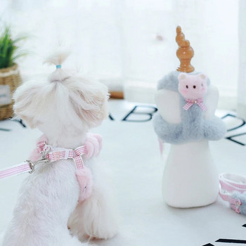 Зимна жилетка за коте с кожа за малки кучета Топъл розов сив шнауцер Померан Комплект каишка за разходка S XL Аксесоари
