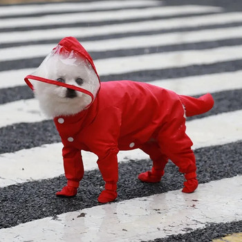Моден четирикрак универсален кучешки гащеризон Дъждобран Водоустойчиво кучешко облекло Дъждопад за малко куче Котка Дрехи за домашни любимци Дъждобран