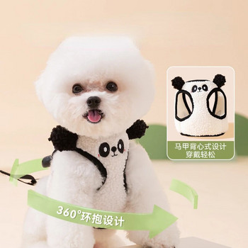 Dog Lamb Velvet Traction Rope Strap Chest Small Dogs Panda Strap Dog Chain Walking Rope Teddy Cat Rope Set Dog Supplies