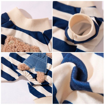 100% βαμβακερό Kawaii Pet Ριγέ Jumpsuit Ρούχα για μικρά σκυλιά Γλυκιές πιτζάμες Χαριτωμένα κινούμενα σχέδια Πιτζάμα πουκάμισο κουταβιών γατάκι
