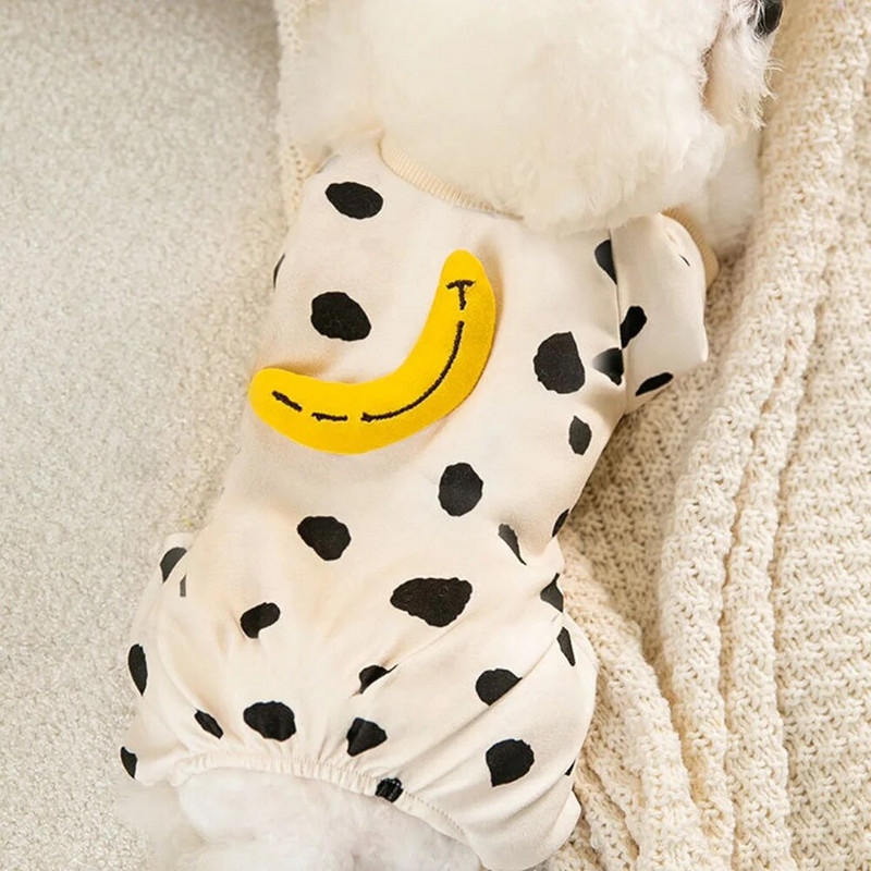 100% bumbac Kawaii Salopetă cu dungi pentru animalele de companie pentru câini de talie mică Pijamale dulci cu model de desene animate pisicuță cățelușă cămașă