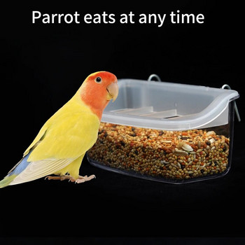 Αξεσουάρ Easy Feeding Bird Cage Ανθεκτική τροφοδοσία πουλιών με πλέγμα κατά των πιτσιλιών για κλουβί Διαφανές κουτί για Bird Food Aviary