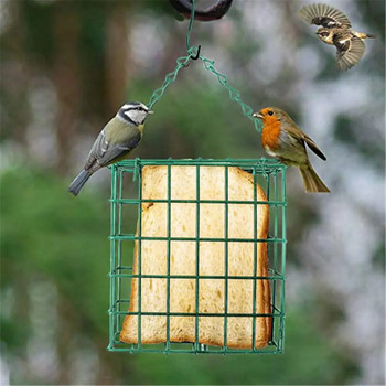 Зелен квадратен блок за хляб Хранилка за птици Външно устройство за храна за птици Хранилка за сало Клетка за птици Бърза доставка