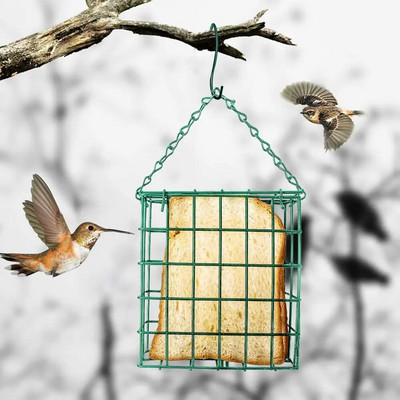 Зелен квадратен блок за хляб Хранилка за птици Външно устройство за храна за птици Хранилка за сало Клетка за птици Бърза доставка