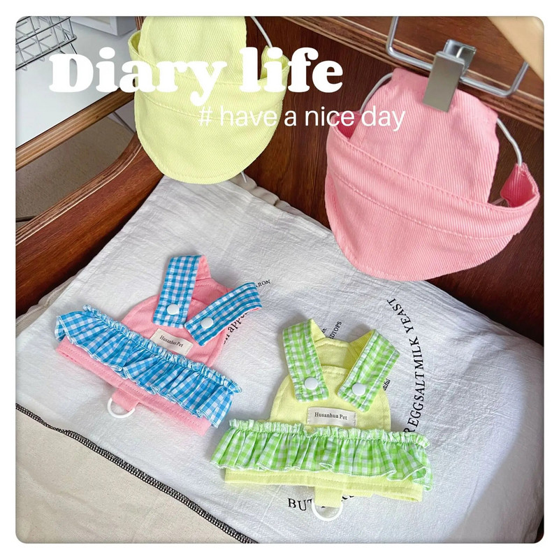 Naminių gyvūnėlių grotelių spalvos krūtinės juostelė Miela kepurė nuo saulės Drabužiai šunų katės vasariniai krūtinės dirželiai Trakciniai drabužiai Meškiukas Mažas šuns sijonas su dirželiu