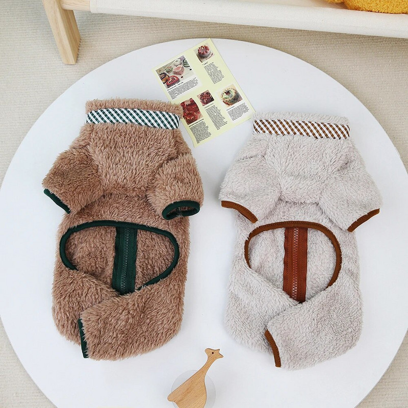 Minkšti šilti šunų kombinezonai Žieminiai naminių šunų striukė su užtrauktuku mažam šuniukui Yorkie drabužiai Onesies Meškiuko prancūzų buldogo apranga