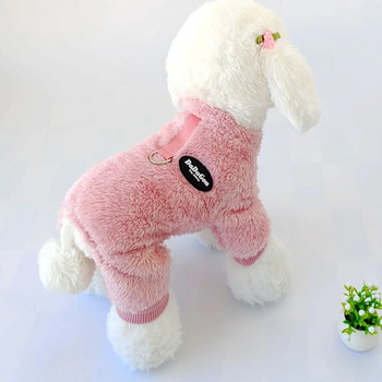 Πιτζάμες Fleece Puppy Dog Ζεστή φόρμα τεσσάρων ποδιών για μικρά σκυλιά Ρούχα χειμωνιάτικης γάτας για κατοικίδια Ολόσωμες φόρμες για σκύλους Ρούχα με Walking D Ring