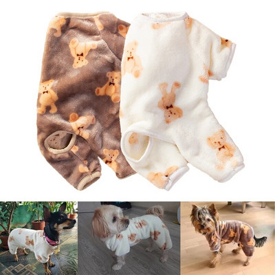 Slatki medvjed Plišana pidžama za kućne ljubimce Jesen Zima Odjeća za pse za male srednje pse Mačke Topli kombinezon Bulldog Chihuahua Puppy Outfit