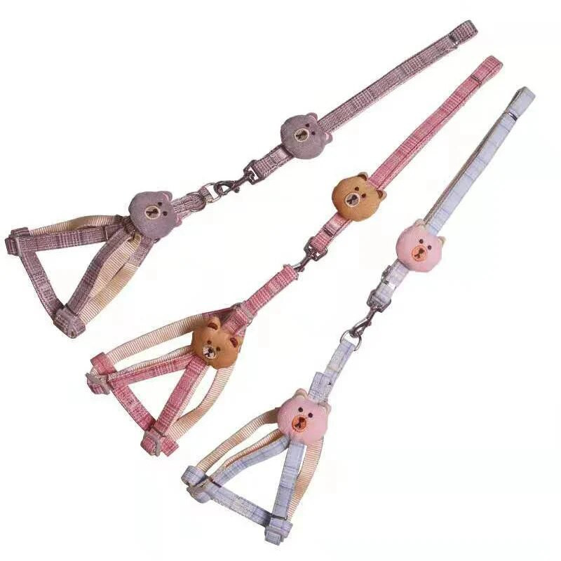 Naminių kačių šunų diržų pavadėlis reguliuojamas liemenės antkaklis mažo vidutinio šuns šuniuko vaikščiojimui lauke Čihuahua terjero šuniuko priedai