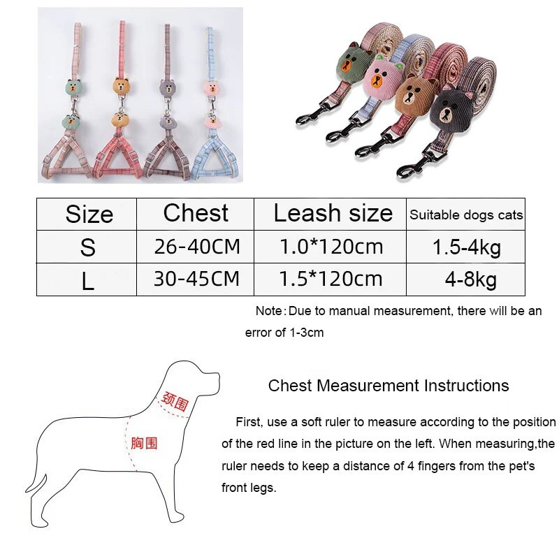 Naminių kačių šunų diržų pavadėlis reguliuojamas liemenės antkaklis mažo vidutinio šuns šuniuko vaikščiojimui lauke Čihuahua terjero šuniuko priedai