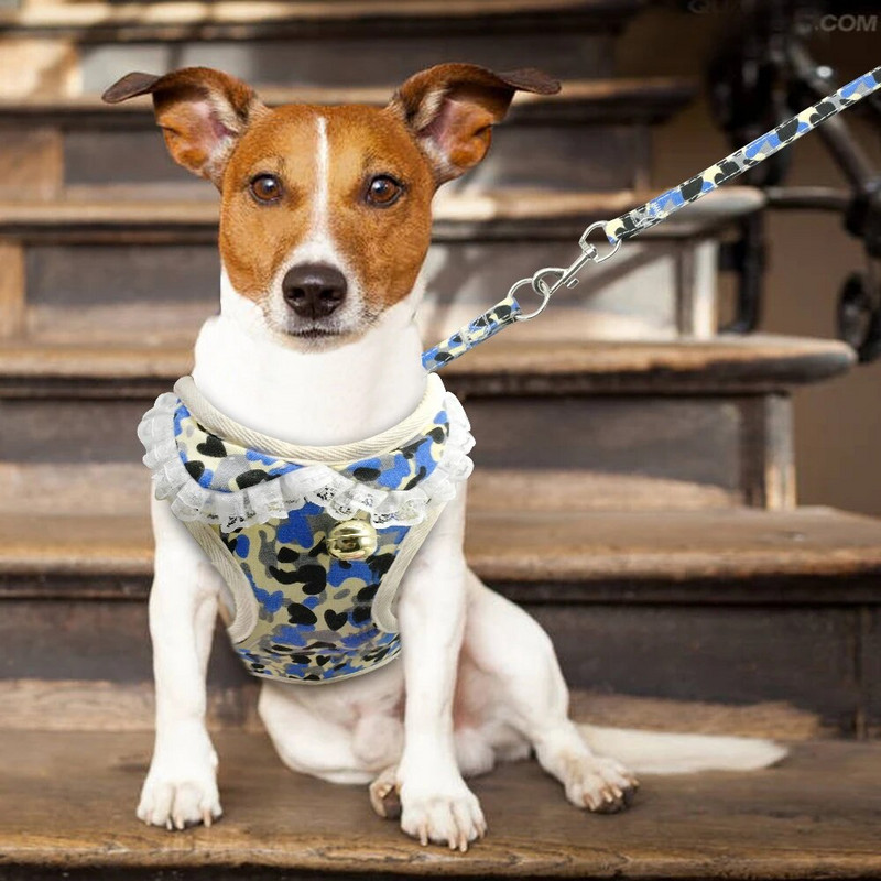 Šunų diržų liemenė ir pavadėlio rinkinys, tinklelio spausdinimas, šunų liemenių petnešos mažiems ir vidutiniams šunims šuniukų čihuahua katės rožinė spalva