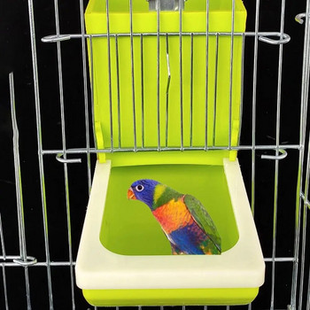 Предотвратяване на пръски Контейнер за храна за птици Висящ практичен пластмасов автоматичен уред за хранене на папагали Аксесоари за птици за гълъби