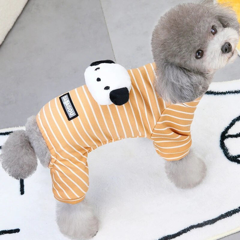 Ribad Koer Kassi Pidžaama Strips Hoodie Jumpsuit väikestele koertele Bichon Talvised Lemmikloomariided Must Oranž Pikkade Varrukatega Kutsika Pidžaama XL