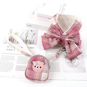 Bowknot šunų diržų pavadėlių rinkinys Užkandžių maišelis Minkštas, šiltas naminių gyvūnėlių drabužiai Katės diržai mažiems ir vidutiniams šunims Liemenės pavadėliai vaikščioti lauke