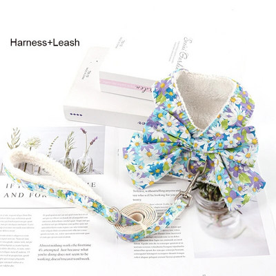 Bowknot šunų diržų pavadėlių rinkinys Užkandžių maišelis Minkštas, šiltas naminių gyvūnėlių drabužiai Katės diržai mažiems ir vidutiniams šunims Liemenės pavadėliai vaikščioti lauke