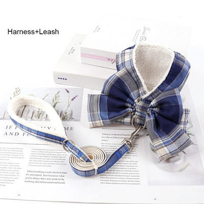 Bowknot šunų diržų pavadėlių rinkinys Užkandžių maišelis Minkštas, šiltas naminių gyvūnėlių drabužiai Katės diržai mažiems ir vidutiniams šunims Liemenės pavadėliai vaikščioti lauke