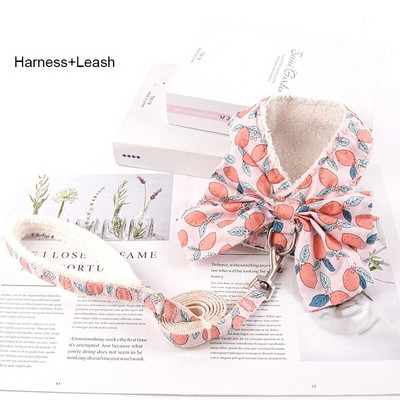 Bowknot šunų diržų pavadėlių rinkinys Užkandžių maišelis Minkštas, šiltas naminių gyvūnėlių drabužiai Katės diržai mažiems ir vidutiniams šunims Liemenės pavadėliai vaikščioti lauke