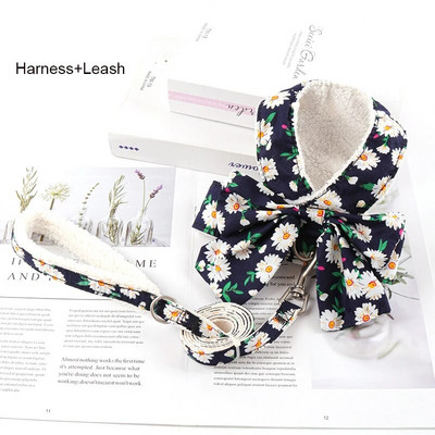 Bowknot šunų diržų pavadėlių rinkinys Užkandžių maišelis Minkštas, šiltas naminių gyvūnėlių drabužiai Katės diržai mažiems ir vidutiniams šunims Liemenės pavadėliai vaikščioti lauke