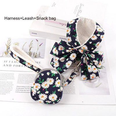 Bowknot šunų diržų pavadėlių rinkinys Užkandžių maišelis Minkštas, šiltas naminių gyvūnėlių drabužiai Katės diržai mažiems ir vidutiniams šunims Liemenės pavadėliai vaikščioti lauke