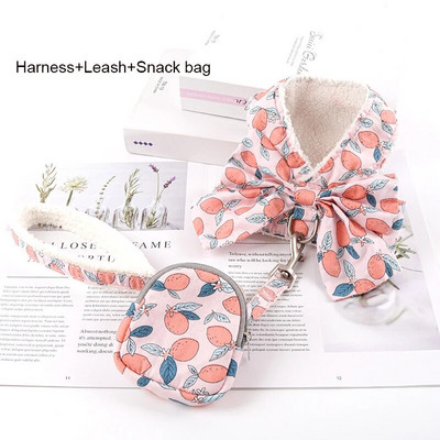 Bowknot šunų diržų pavadėlių rinkinys Užkandžių maišelis Minkštas, šiltas naminių gyvūnėlių drabužiai Katės diržai mažiems ir vidutiniams šunims Liemenės pavadėliai vaikščioti lauke