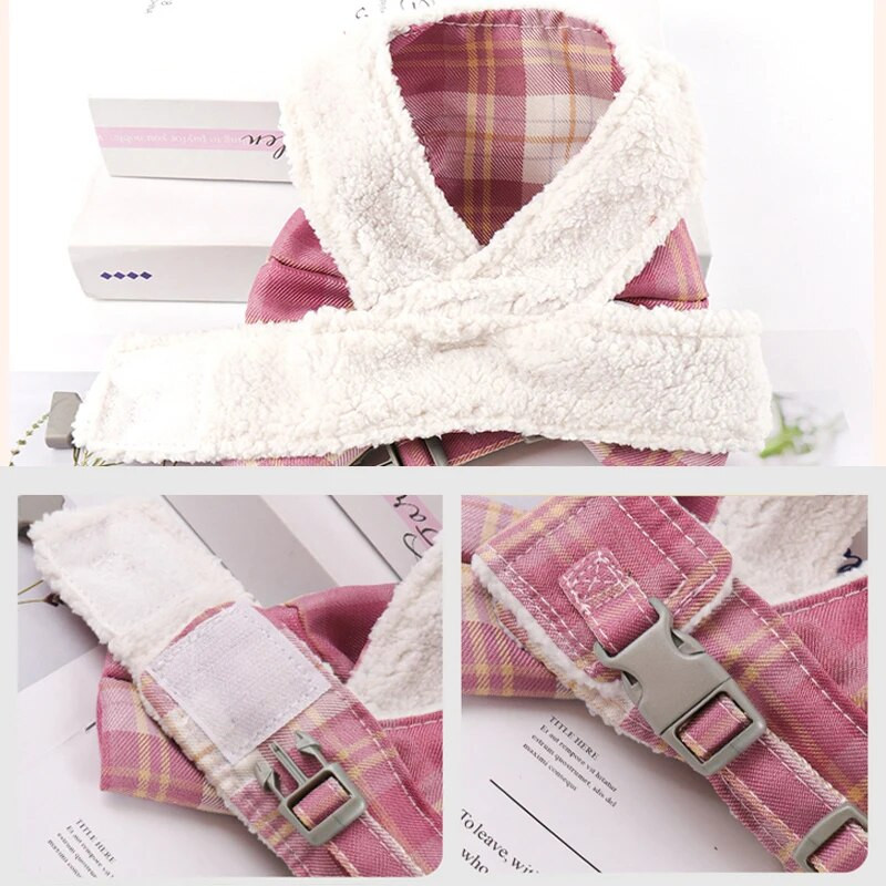 Bowknot šunų diržų pavadėlių rinkinys Užkandžių maišelis Minkštas, šiltas naminių gyvūnėlių drabužiai Katės diržai mažiems ir vidutiniams šunims Liemenės pavadėliai vaikščioti lauke