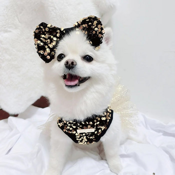 Χριστουγεννιάτικη δεξαμενή σκύλου Κορυφή στυλ στήθους με δικτυωτό λουρί με χνουδωτή φούστα Σκύλος πούλιες στήθος ρυθμιζόμενη πλάτη προμήθειες κατοικίδιων λουρί για σκύλους