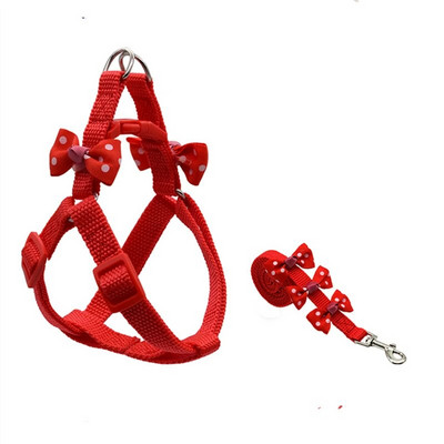 Állítható hám és póráz masnival kis kutyanyakörvvel, nylon macskahám sétakötéllel, mackó chihuahua kölyökkutya számára