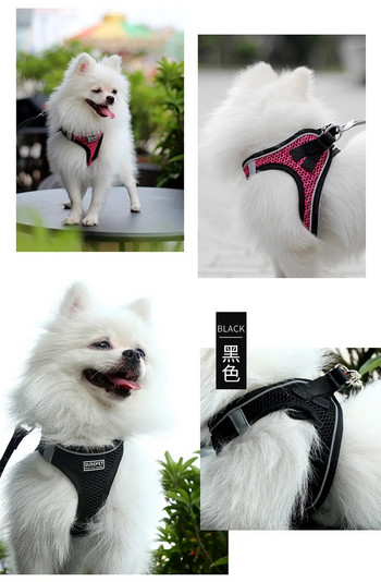 Samll Dog Nylon Collar Collar Vest Cat Lead Reflective with Pet Leash Аксесоари за кученца Неща за кучета Консумативи Лента за гърди