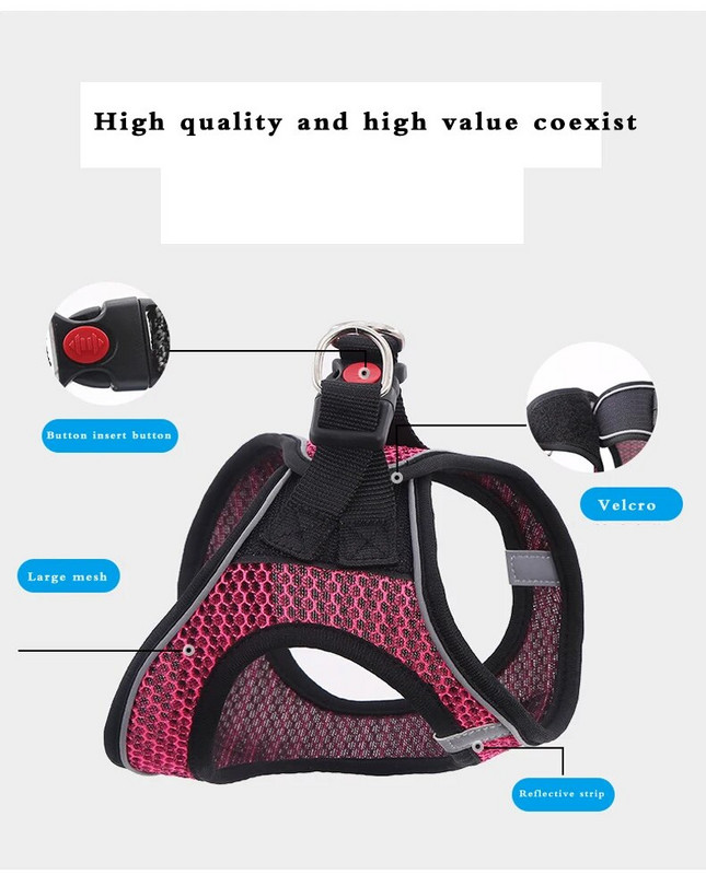 Samll Dog Nylon kaelarihmad Vest kassi plii helkur koos lemmiklooma jalutusrihmaga kutsikatarvikud Koertele mõeldud asjad Tarvikud Rinnapael